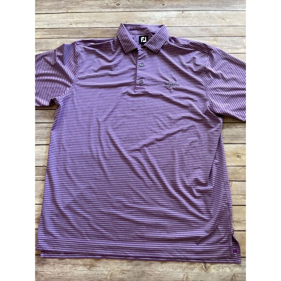 FootJoy FJ Golf Polo Men’s XL Purple grey Stripe Shirt  Valley CC - Picture 1 of 8